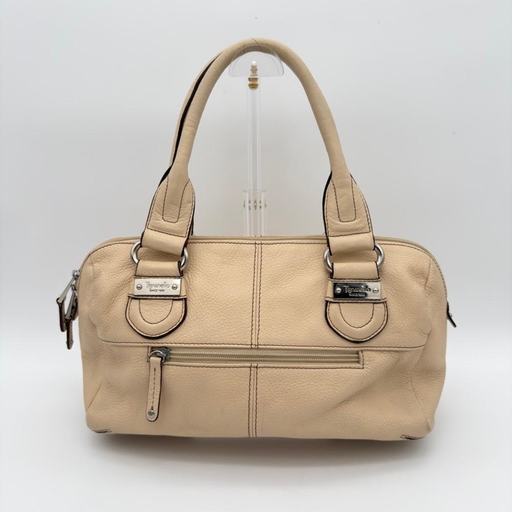 Tignanello‎ Leather Satchel Handbag Beige Convertible Shoulder Crossbody